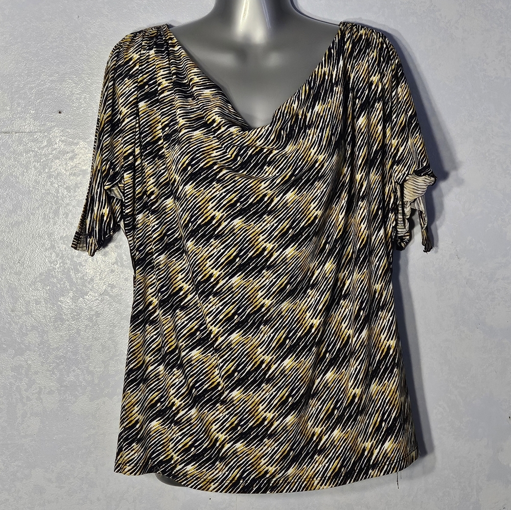 WORTHINGTON Womens Scoop Neck Top with Open Shoulder & Sleeve Slits